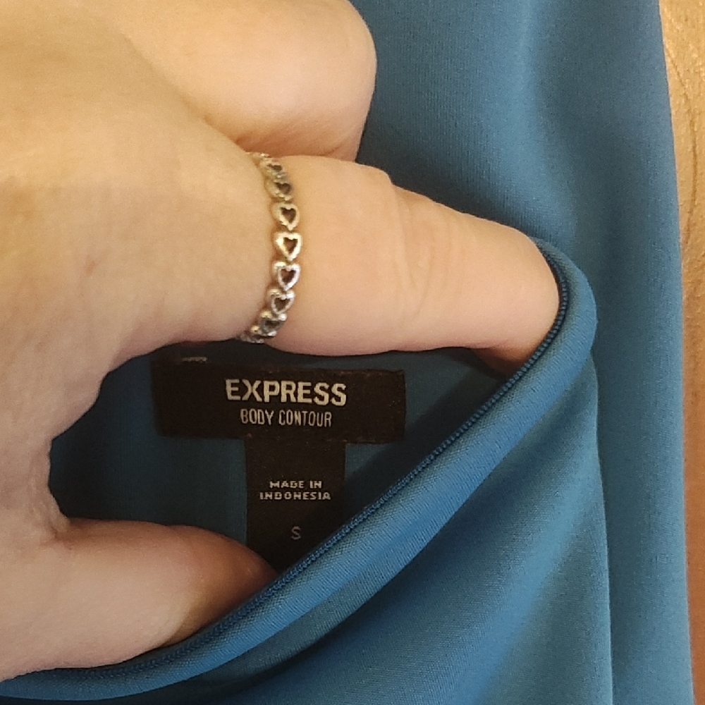 Express Teal Blue V-Neck Bodysuit - Picture 5 of 5